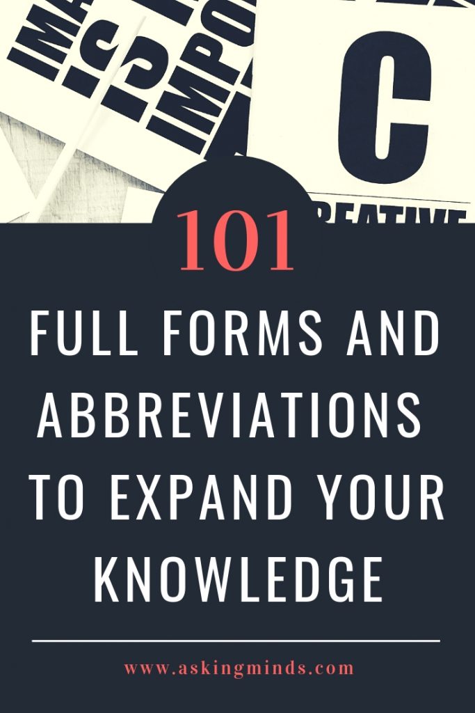 101 full forms and abbreviations to expand your knowledge - full forms of words | learning tips | abbreviations english | abbreviations for note taking | Ideas | Learning materials | education | learn new things | study motivation | abbreviations for texting | short forms english | short forms words | fullforms - #abbreviations #shortcut #words #englishwords